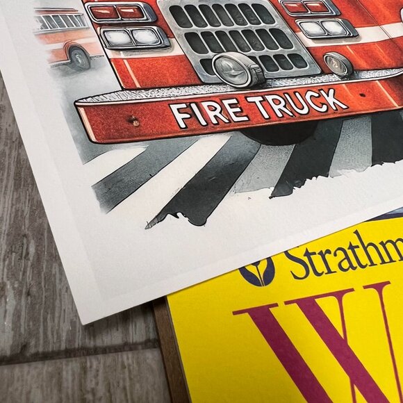 Fireman Golden Doodle Dog Fire Truck Art Print Limited Edition Signed & Numbered - Picture 3 of 9